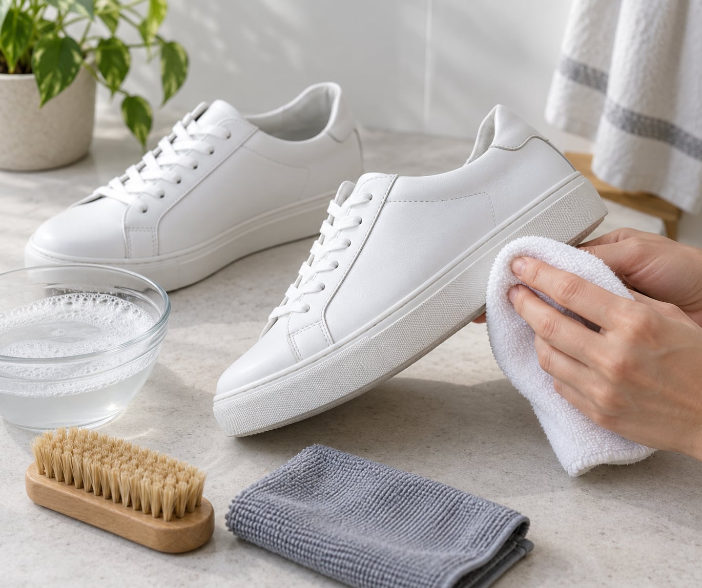 how to clean white sneakers properly