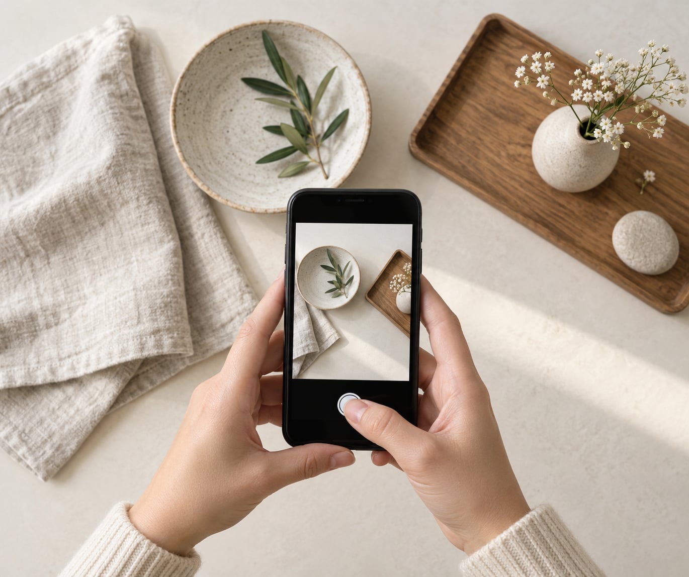 how to take flat lay photos with a phone