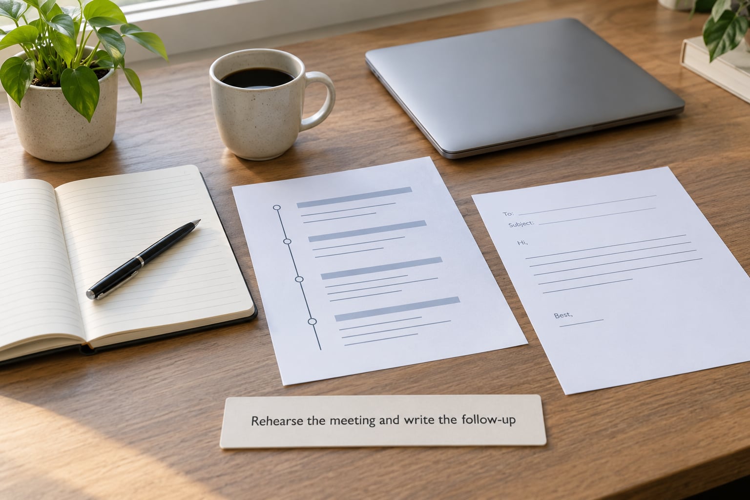 Rehearse the meeting and write the follow-up