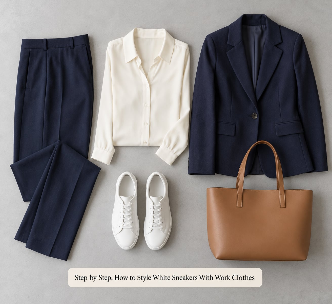 Step-by-Step: How to Style White Sneakers With Work Clothes