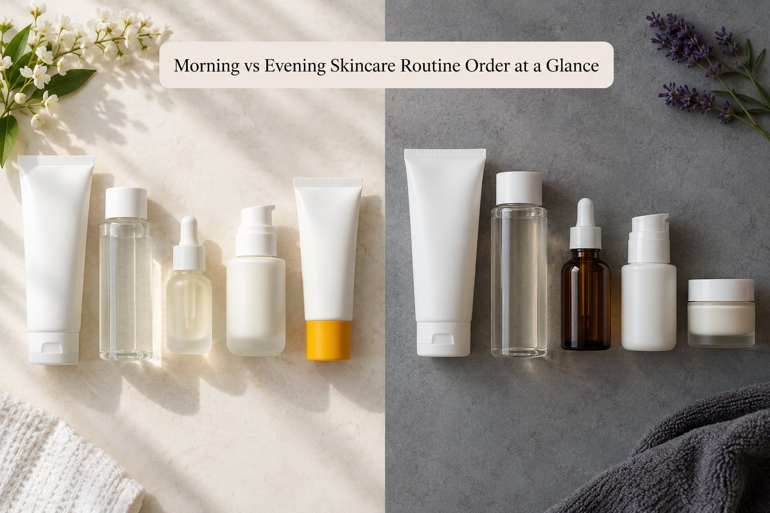 Morning vs Evening Skincare Routine Order at a Glance