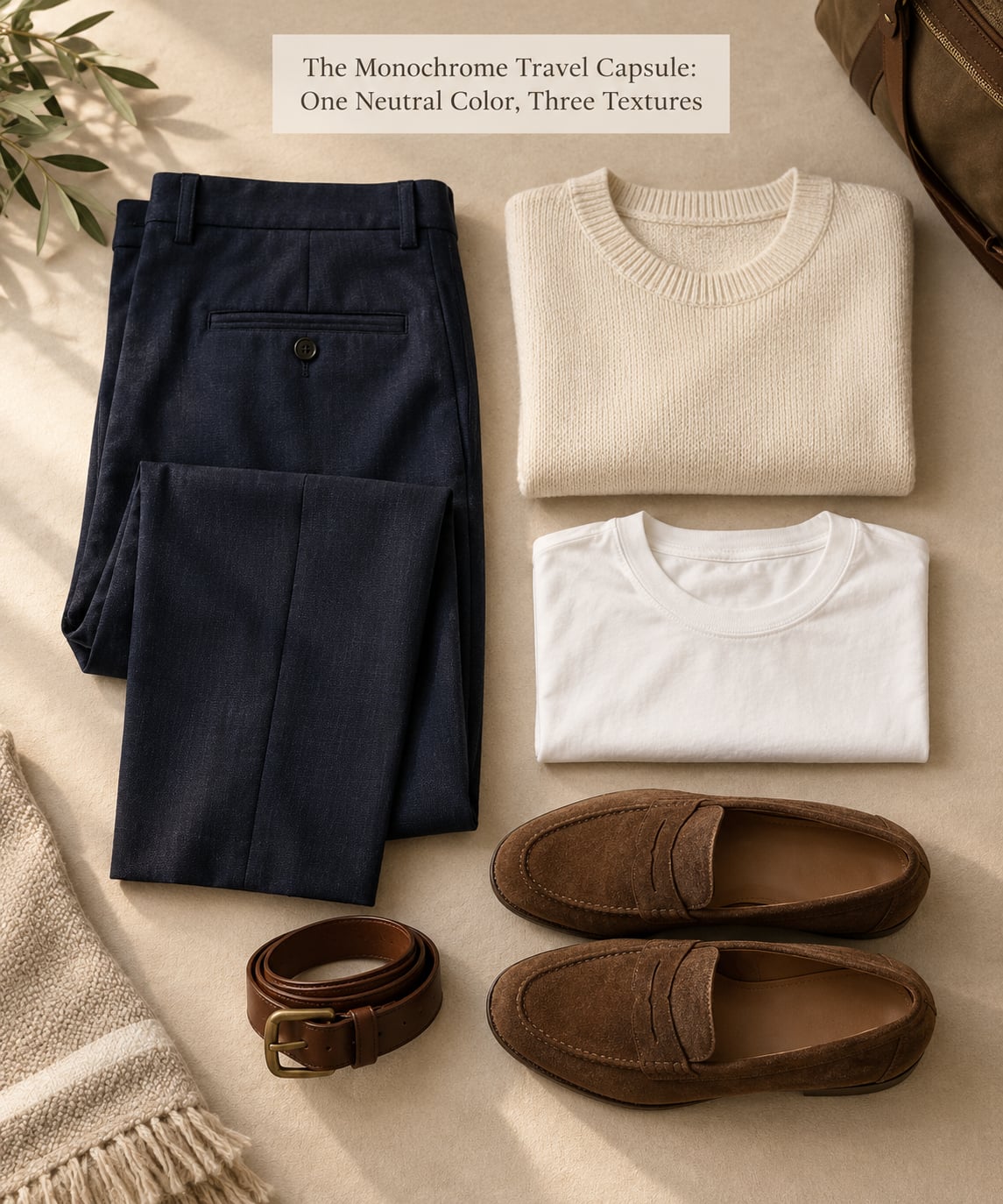 The Monochrome Travel Capsule: One Neutral Color, Three Textures