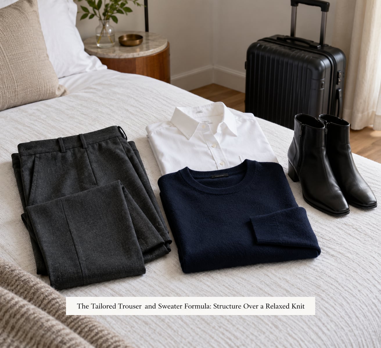 The Tailored Trouser and Sweater Formula: Structure Over a Relaxed Knit